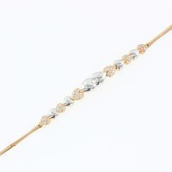 Zartes Armband mit Herzen aus Gelbgold 585, mit 48 Zirkonia, Länge ca. 19 cm, Gewicht ca. 6,09 g.