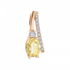 Charming pendant, red gold 585, with cubic zirconia, weight approx. 2.3 gr.