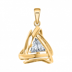 Beautiful pendant in yellow gold 585, with a triangular zirconia, height approx. 28 mm, weight approx. 3.2 gr.