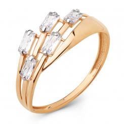 Women's ring, russian red gold 585, with zirconia, width approx. 9 mm