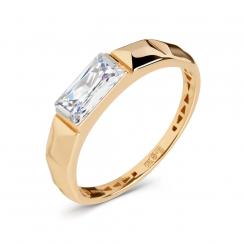 Women's ring, russian red gold 585, with zirconia, size of the central stone approx. 8x4 mm