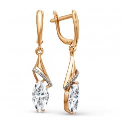 Elegante Ohrhänger aus 585 Rotgold mit Zirkonia, Höhe ca. 38 mm