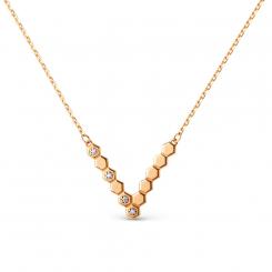 Necklace with pendant and zirconia, russian red gold 585, chain length approx. 45, 50, 55 cm
