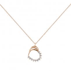 Necklace with pendant and zirconia, russian red gold 585, height approx. 18 mm, chain length approx. 45 cm