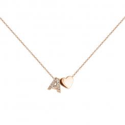 Necklace with pendants and zirconia, russian red gold 585, chain length approx. 42-44 cm