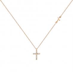 Necklace with pendant and zirconia, russian red gold 585, chain length approx. 44 cm