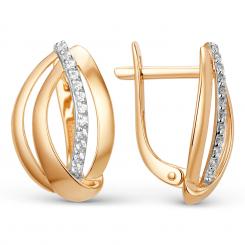 Earrings, russian red gold 585, with zirconia, width approx. 10 mm, height approx. 17 mm