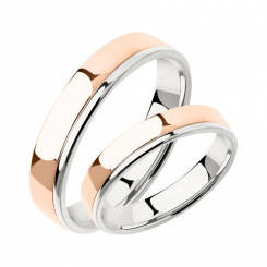 Wedding rings, red/white gold 585, polished surface, width approx. 3,5 mm. / Price for 1 ring