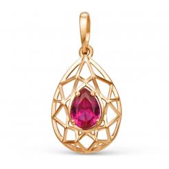 Pendant, russian red gold 585, with corundum, height approx. 26 mm