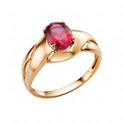 Women's ring, russian red gold 585, with corundum, size of the central stone approx. 8x6 mm
