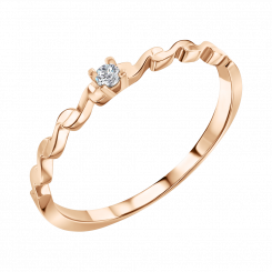 Damenring, Russisches Rotgold 585, mit Zirkonia