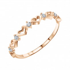 Damenring, Russisches Rotgold 585, mit Zirkonia