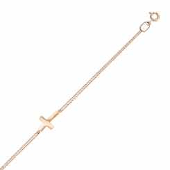 Bracelet with "Cross" pendant - element length approx. 18 mm, russian red gold 585, length approx. 17-19 cm