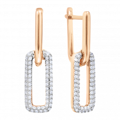 Exquisite Ohrringe, Russisches Rotgold 585, mit 118 Zirkonia, Breite ca. 9 mm, Höhe ca. 33 mm