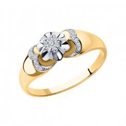 angenehmer Damenring, Gelb-/Weißgold 585, Brillanten 0,089 ct. WSI