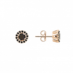 Charmante Ohrstecker, Russisches Rotgold 585, mit 30 schwarzen Zirkonia, Durchmesser ca. 7 mm