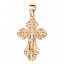 Kreuz, Russisches Rotgold 585, Höhe ca. 32 mm, Gravur "Спаси и сохрани"