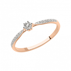 unvergleichlicher Damenring aus Rotgold 585, Brillanten 0,137 ct. WSI