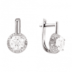Elegante 585er Weißgold Ohrhänger mit Swarovski Zirkonia Steinen, Höhe ca. 15 mm