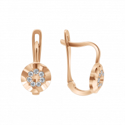 Ohrhänger, Russisches Rotgold 585, mit Zirkonia, Höhe ca. 12 mm 
