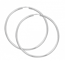 Classic 925 silver hoop earrings with a slim, round shape, diameter approx. 60 mm
