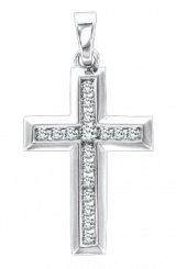 Schöner Anhänger Kreuz, Silber 925, mit 17 Zirkonia, Höhe ca. 29 mm