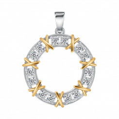Anhänger aus Silber 925, mit Zirkonia, Durchmesser ca. 22 mm, Höhe ca. 30 mm
