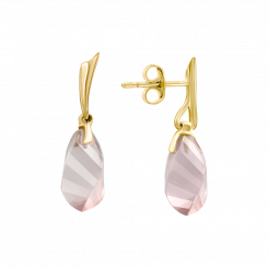Beautiful stud earrings, yellow gold 585, with quartz, height approx. 24 mm