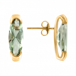 Wunderschöne Ohrstecker, Gelbgold 585, mit grünem Amethyst, Höhe ca. 20 mm