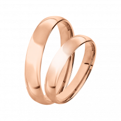 Wedding rings, Russian red gold 585, surface high gloss, width approx. 4.0 mm. / Price for 1 ring