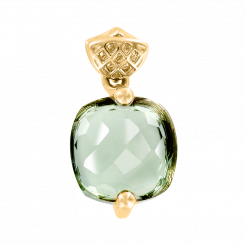 Amazing pendant, yellow gold 585, with green amethyst - size approx.10x10 mm, height approx. 18 mm