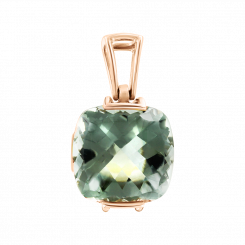 Pendant, russian red gold 585, with green amethyst - size approx. 14x14 mm, height approx. 25 mm