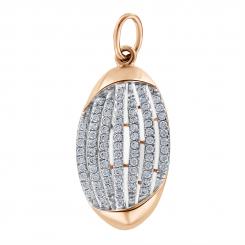 Pendant, russian red gold 585, with zirconia, width approx. 12 mm, height approx. 28 mm