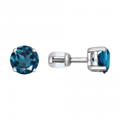 Attractive stud earrings, silver 925, with London Blue Topaz - diameter approx. 6 mm