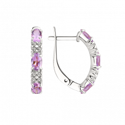 schöne Ohrhänger, Silber 925, Amethyst HTS und Zirkonia, Höhe ca. 19 mm