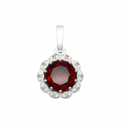 Ahnhänger, Silber 925, Granat und Zirkonia, Höhe ca. 18 mm
