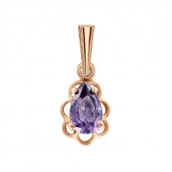 Anhänger, Russisches Rotgold 585, mit Amethyst, Höhe ca. 19 mm