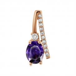 Anhänger, Russisches Rotgold 585, mit Amethyst und Zirkonia, Höhe ca. 21 mm