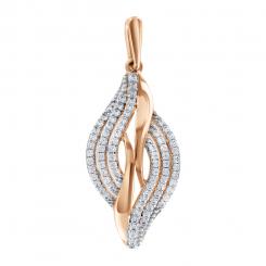 Pendant, russian red gold 585, with zirconia, width approx. 13 mm, height approx. 31 mm 