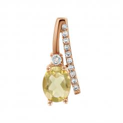 Pendant, russian red gold 585, with citrine and zirconia, height approx. 21 mm 