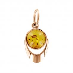 Pendant, russian red gold 585, with amber, height approx. 22 mm 