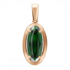 Pendant, russian red gold 585, with emerald - size approx. 16x7 mm, height approx. 28 mm 