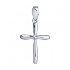 Pendant cross, white gold 585, with zirconia, width approx. 13 mm, height approx. 25 mm