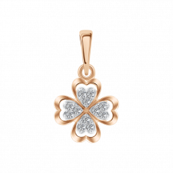 Pendant, russian red gold 585, with brilliant-cut diamonds 12 pieces approx. 0,057 ct. HSI, height approx. 17 mm