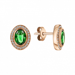 Elegante Ohrstecker aus Rotgold 585 mit grünem Zirkonia