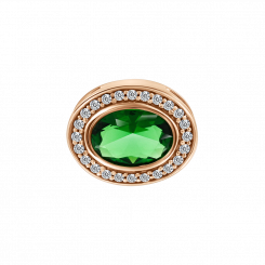 Eleganter Anhänger aus Rotgold 585 mit grünem Zirkonia, oval, ca. 11x9 mm