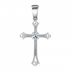 Kreuzanhänger, Silber 925, mit Zirkonia, Höhe ca. 30 mm