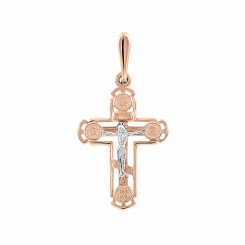 Pendant cross, russian red gold 585, height approx. 29 mm
