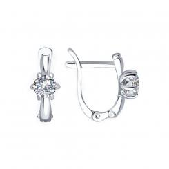 Красивые серьги из серебра 925 пробы, с фианитом Swarovski, высота ≈ 14 мм