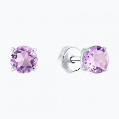 Ohrstecker, Silber 925, mit Amethysten - Durchmesser ca. 5 mm